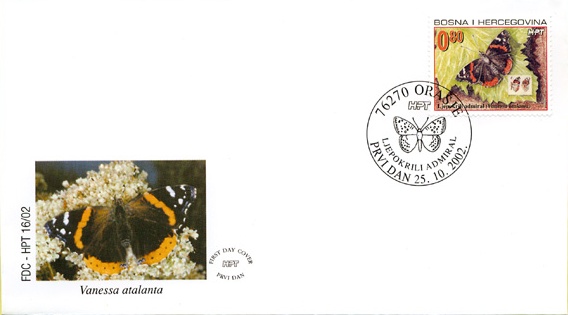 FDC - Bosanskohercegovačka fauna 2002. - Ljepokril admiral