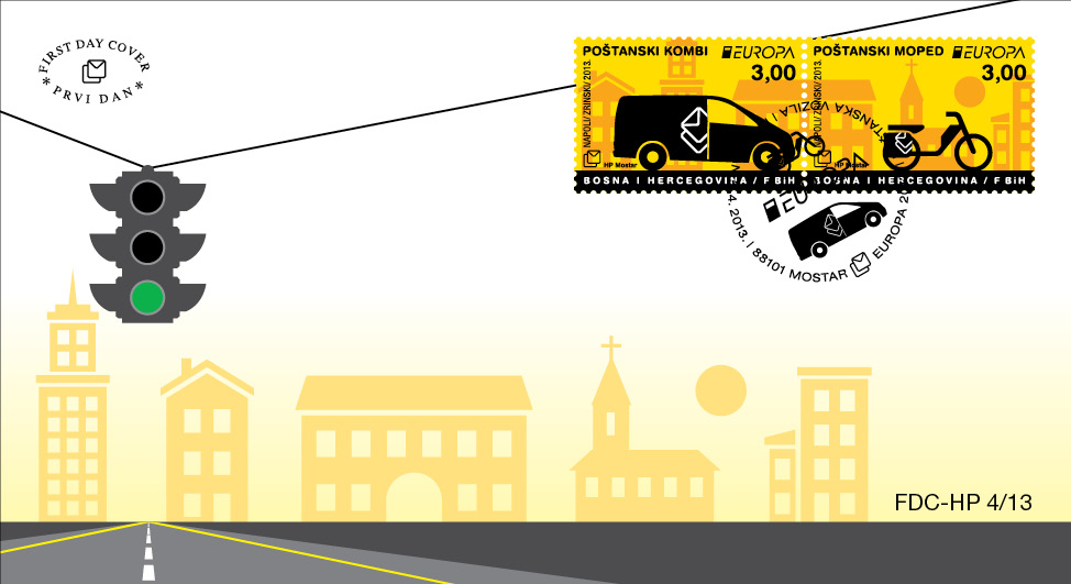 FDC - EUROPA 2013. - Poštanska vozila