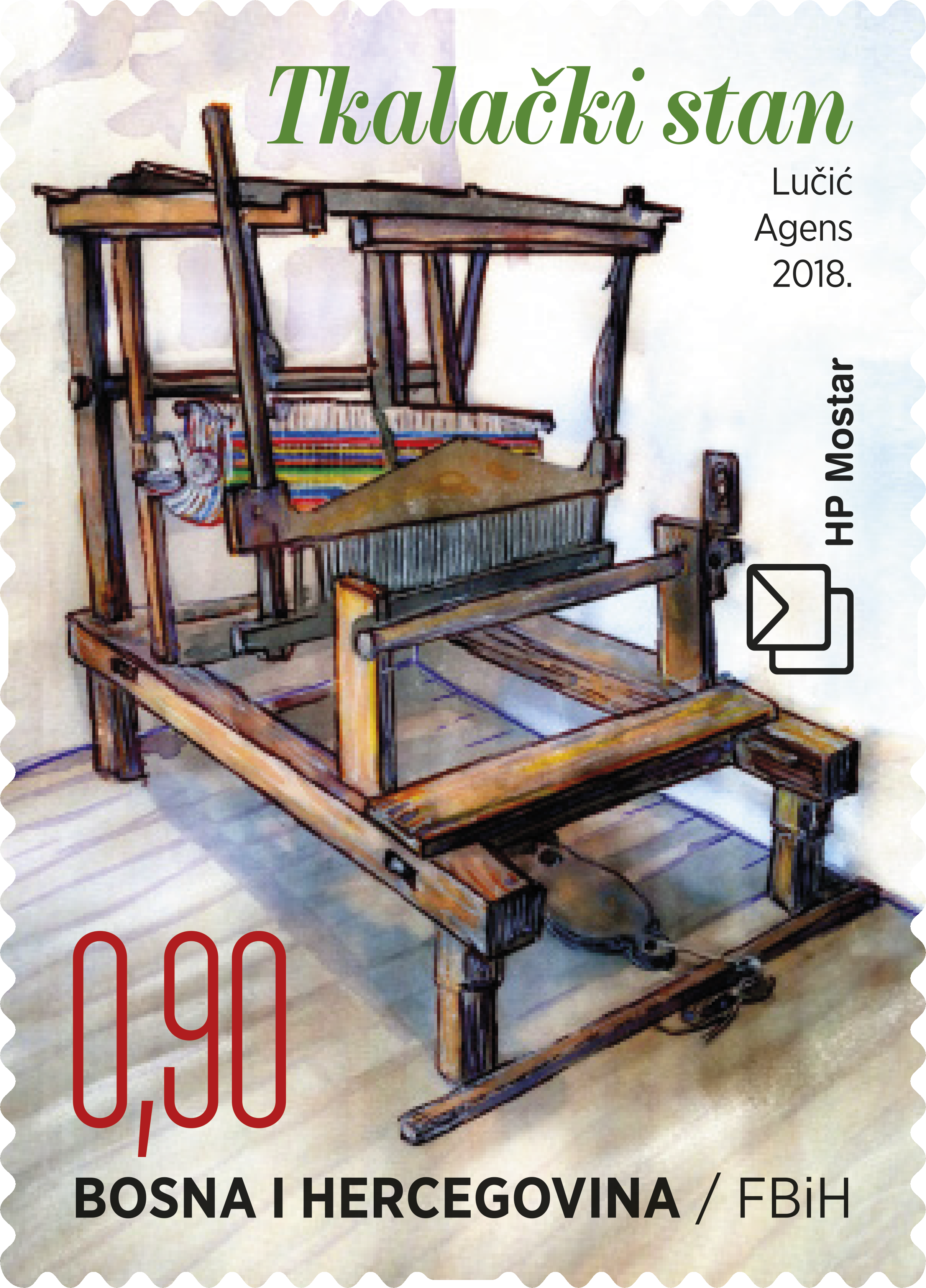 Selfadhesive stamp - Ethnological treasure 2018- The loom